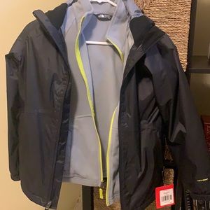 North face kids fleece windbreaker raincoat zip together hooded windbreaker